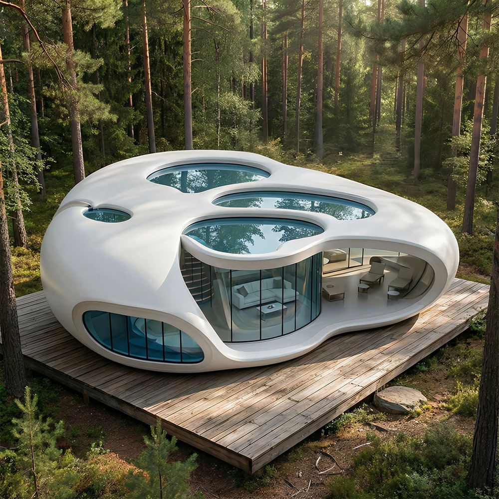 Apple Cabin Capsule แบบถอดได้ชั้นเดียวที่มีรูปทรงไม่สม่ำเสมอ