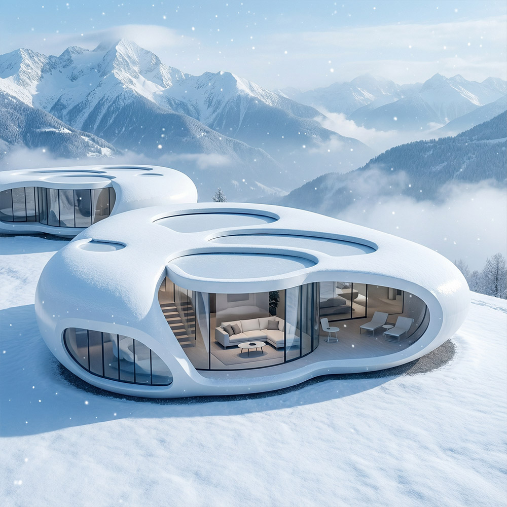 Apple Cabin Capsule แบบถอดได้ชั้นเดียวที่มีรูปทรงไม่สม่ำเสมอ