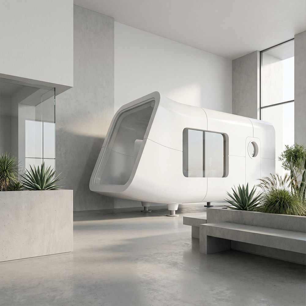Apple Cabin Capsule แบบถอดได้ชั้นเดียวที่มีรูปทรงไม่สม่ำเสมอ